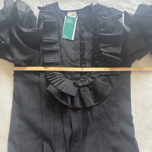 H&M STUDIO COLLECTION FLOUNCE RUFFLE WAVE  MINI COCKTAIL LITTLE BLACK DRESS - Picture 15 of 15